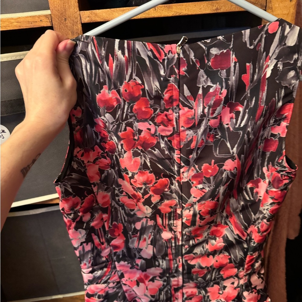 RED Valentino Black and Pink Floral Mini Dress - Picture 3 of 6
